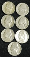 1944P Nickels Silver Content, Qty 7
