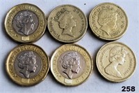 6 UK one Pound Coins.