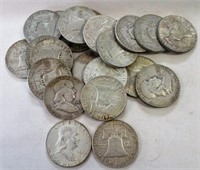 (23) SILVER FRANKLIN HALVES $11.50 TOTAL