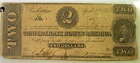 AUTHENTIC 1863 CONFEDERATE $2 TWO DOLLAR NOTE