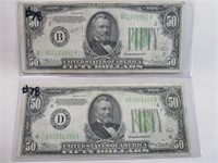 (2) $50 1934 FEDERAL RESERVE NOTES