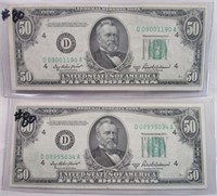 (2) 1950B  $50 FEDERAL RESERVE NOTES