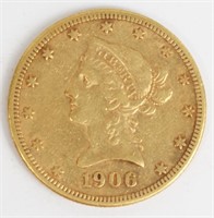 1906 S LIBERTY HEAD $10 GOLD COIN RAW