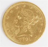 1894 LIBERTY HEAD $10 GOLD COIN RAW
