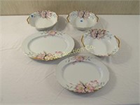 5 SERVING PIECES NORITAKE AZALEA: