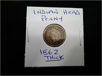Indian Head Penny - USA "1862" Thick