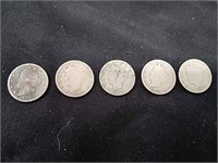 5 Assorted Dates Liberty Nickel - USA