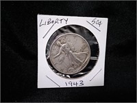 1943 Liberty 50 Cent Coin USA - "Silver"