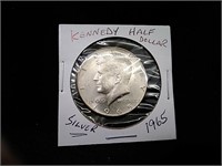 1965 Kennedy 50 Cent Silver Coin UNC - USA