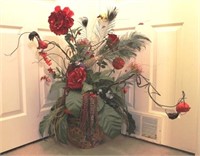 Faux Flower Decoration w/ Oriental Vase