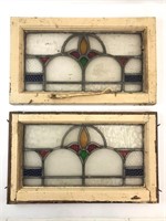 Antique Stained Glass Windows 22.25" x 13.5"