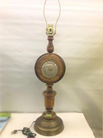 Brass & Wood Barometer Lamp 33"