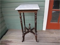 MARBLE TOP MAHOGANY PLANT STAND