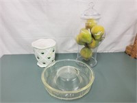 large Glass Jar /Pears,PLanter & Vintage Bundt Pan
