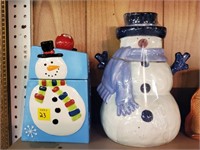 Lot of 2 Snowmen Cookie Jars