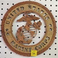USMC Wood Carved Sign
