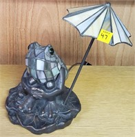 Frog w/ Umbrella Lead Glass Accent Lamp