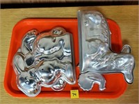 Tray Lot of Vintage Cookie Cutters, Lamb Cake Mold