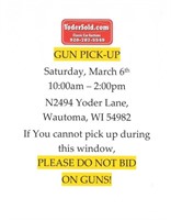 Gun Pick Up - Saturday, March 6th 10:00-Noon