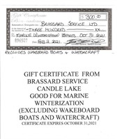 $300.00 Brassard Service Gift Certificate #896507