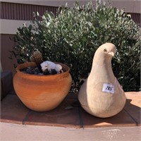 Terra Cotta Planter & Gourd Bird