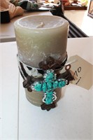 Large candle with gorgeous cross
