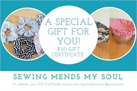 Sewing Mends My Soul $50 Gift Certificate