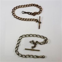 (2) Pocket Watch Chains with T-bar