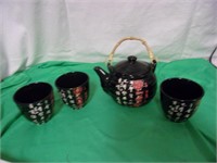 Ceramic Tea Pot with 3 Cups