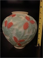 Frosted Satin Glass Raspberry Mulberry Vase
