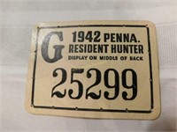 1942 Penna Resident Hunter license
