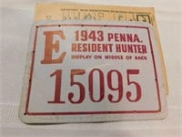 1943 Penna Resident Hunter license