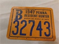 1947 Penna Resident Hunter license