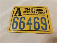 1949 Penna Resident Hunter license