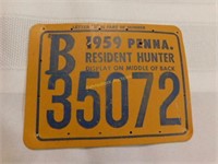 1959 Penna Resident Hunter license