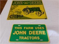 J. Deere license plate & tin sign