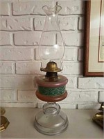 Oil lamp with painted font