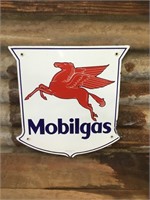 Original Mobilgas Pegasus Shield Enamel Sign