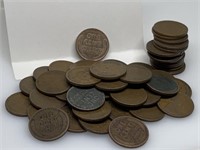 QTY 1 "ROLL" 50 UNSEARCHED WHEAT PENNIES