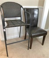 black bar stool & black chair