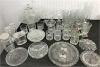 Wexford cake stand & misc. crystal glass
