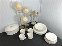 Gold trim "Totally Today" China and candles