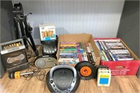 Tripod, coin dispenser, electronics, VHS & DVD