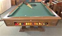 pool table, balls & cues  (table 101x56x30-1/2 H)