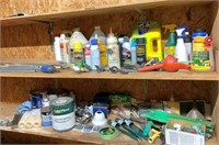2-shelves of chemicals, garden & shop