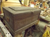 Antique Wood Carpenters Trunk / Box w/ Key