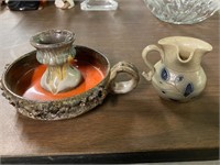 Lava pottery candle holder,salt glaze pitcher