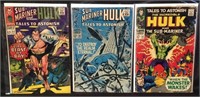 3 vintage hulk and submariner comics