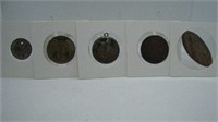 Lot  of 5 Assorted Religious Tokens
