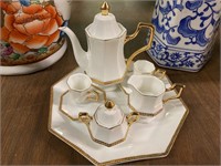 Miniature white/gold tea set